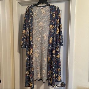 LuLaRoe Sarah Cardigan Blue Floral size XS